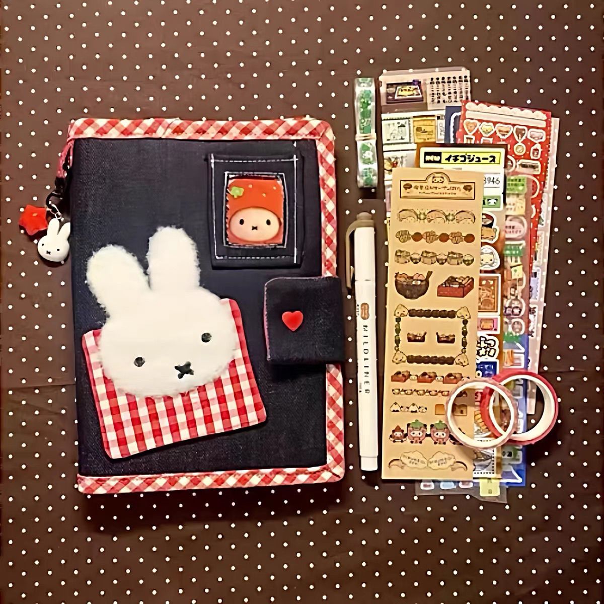 Planned Parenthood - A6 Niedliches Miffy-Kaninchen Denim Loseblatt-Notizbuch Großes